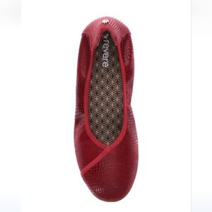 Revere Nairobi Cherry Lizard Leather Ballet Flat Women Size 10M